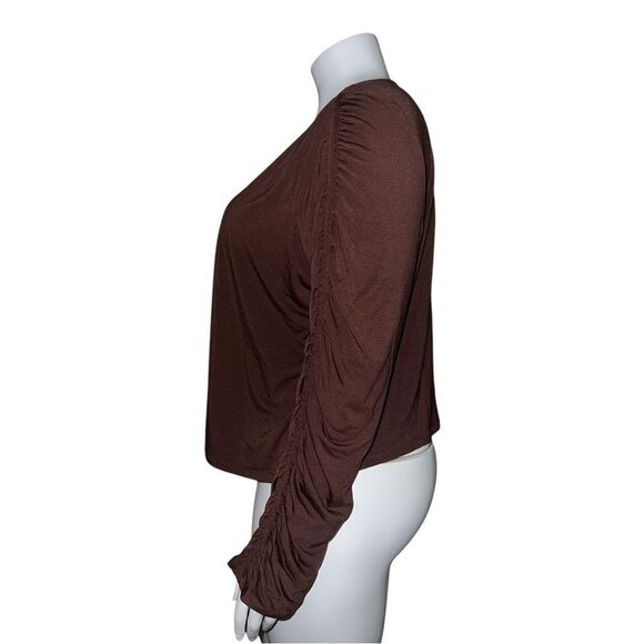 Athleta Plus Size All Around Ruched Top Long Sleeve Mahogany Brown 3X NWOT - Picture 5 of 9